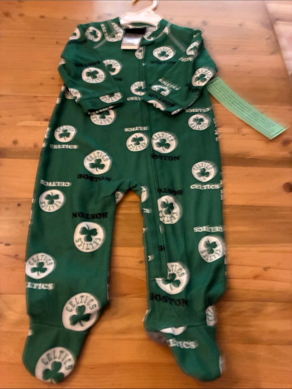 NBA Boston Celtics Green Logo Footed Romper